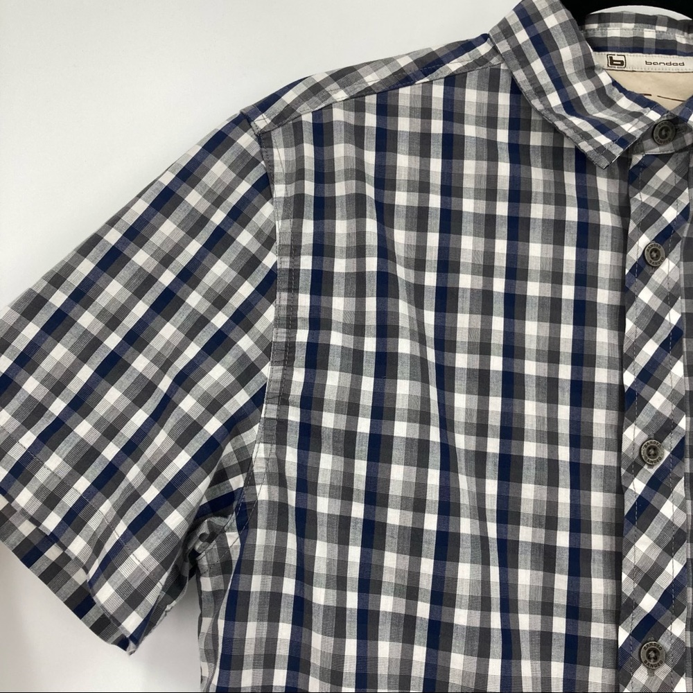 Banded Plaid Short Sleeve Button Up Shirt Small - Picture 3 of 11